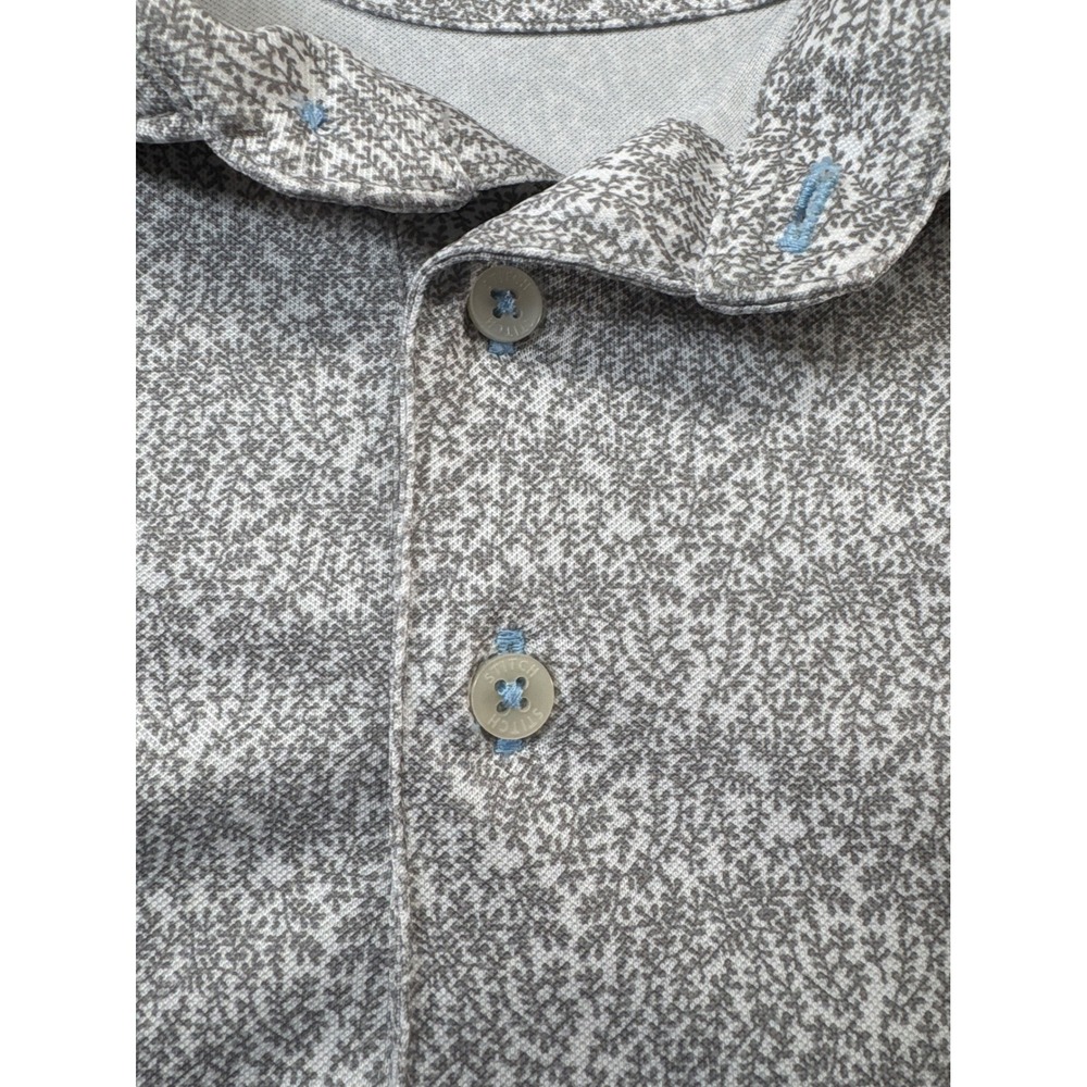 Stitch Golf Polo Shirt Mens XL Gray Floral Print Performance Stretch - Picture 5 of 10